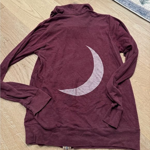 Bella + Canvas Gamma Phi Beta Maroon Moon Lightweight Zip-Up Hoodie - Picture 4 of 4